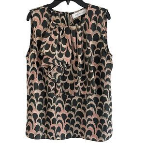 Tbags Sleeveless Top Size M Career Workwear Blouse Back Keyhole Button